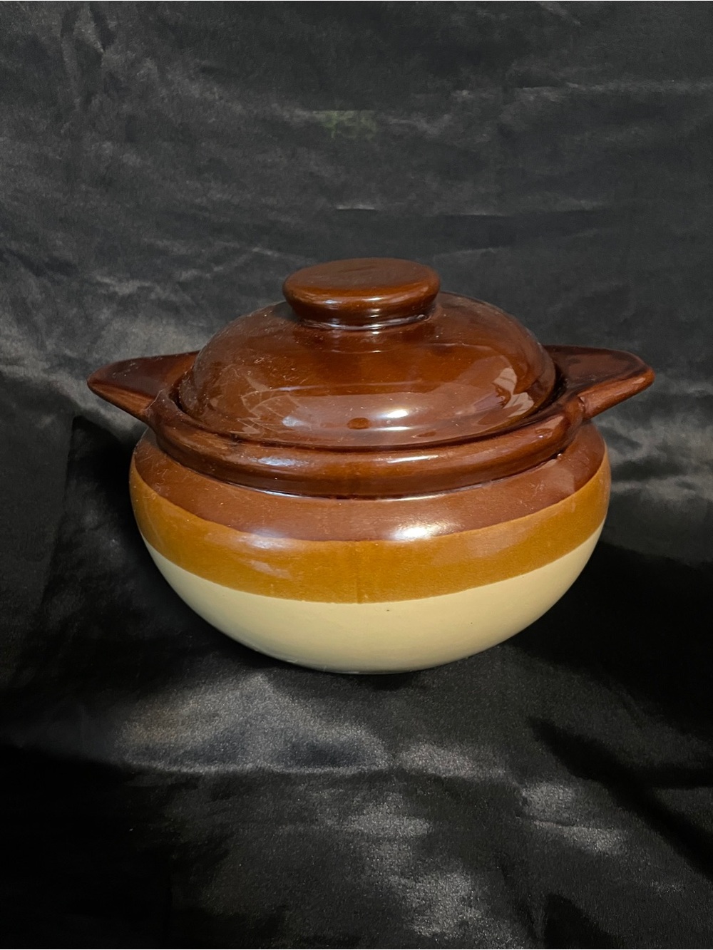 Brown and Cream Ceramic Lidded Bean Casserole
